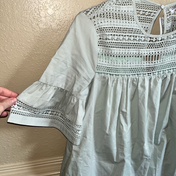 English Factory Lace Detail Mini Dress XS — Sage Poplin - Picture 6 of 15
